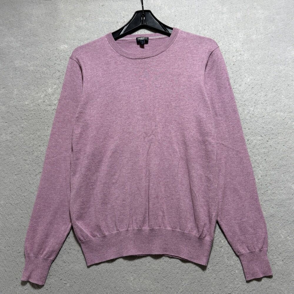 Faherty Reserve Sweater Mens S Pink Coolmax Cotton Blend Crewneck Knit Pullover